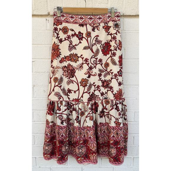 House of Harlow 1960 Linen Floral Full Maxi Skirt Small - Picture 5 of 8